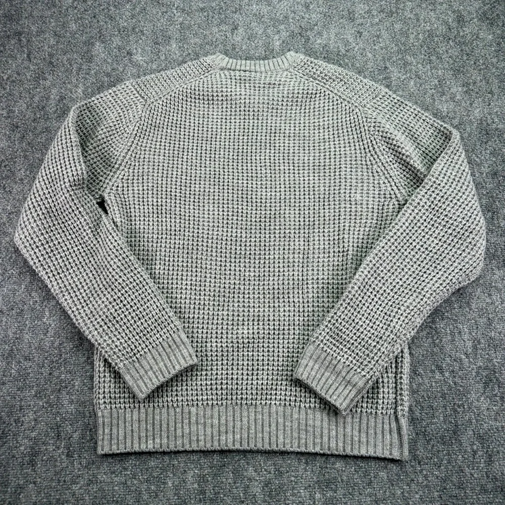 Bearded Goat Sweater Mens Small Grey Odis Boatyard Waffle Knit Merino Wool Blend